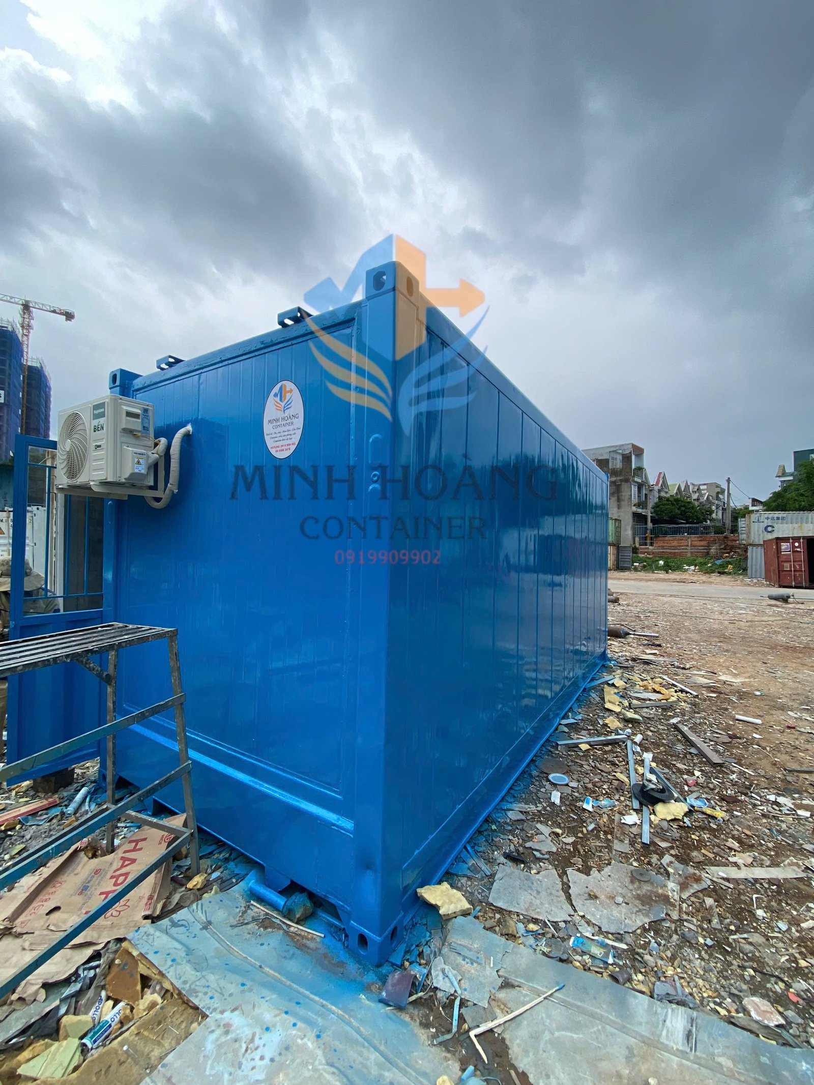 Container Văn Phòng 20 Feet Xanh Dương Vỏ Lạnh Cách Âm Tốt + Nhiệt Tốt